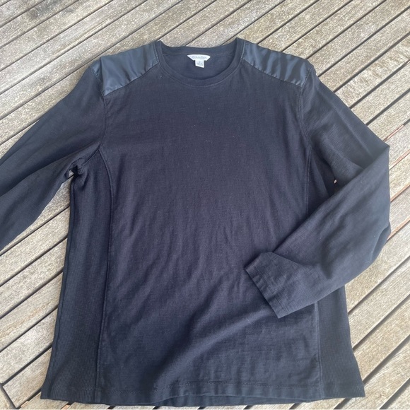 Calvin Klein 100% cotton Men's Contrast Shoulder Black Long Sleeve Sweater - M - Picture 7 of 8